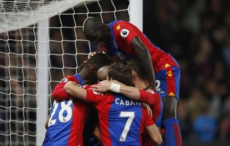 Britain Football Soccer - Crystal Palace v Arsenal - Premier League - Selhurst Park - 10/4/17 Crystal Palace's Luka Milivojevic celebrates scoring their third goal with team mates Action Images via Reuters / Matthew Childs Livepic