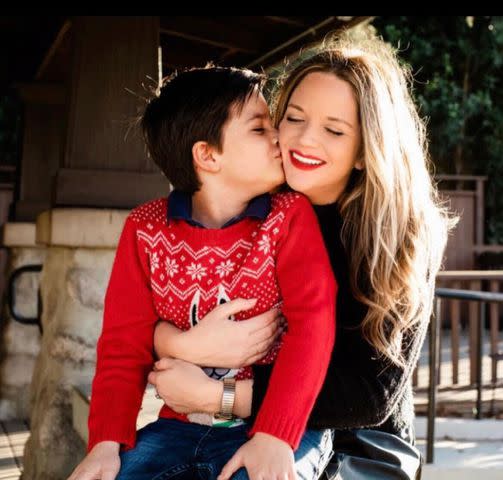 <p>Lucia Tran</p> Stephanie Langlitz with her 9-year-old son together in 2020.