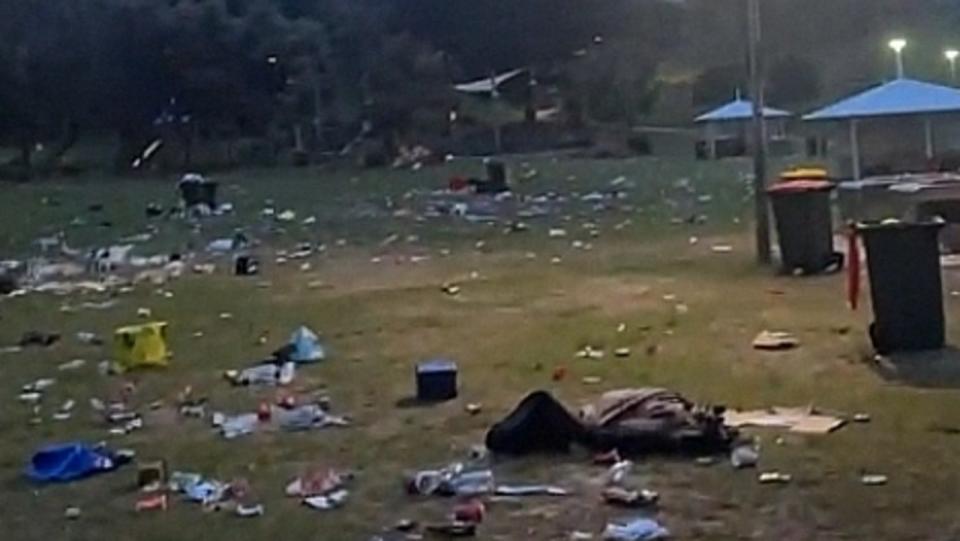 Pictured is the masses of garbage left by thousands of revellers who decended on Bronte Beach for Christmas Day celebrations. Picture: NCA NewsWire