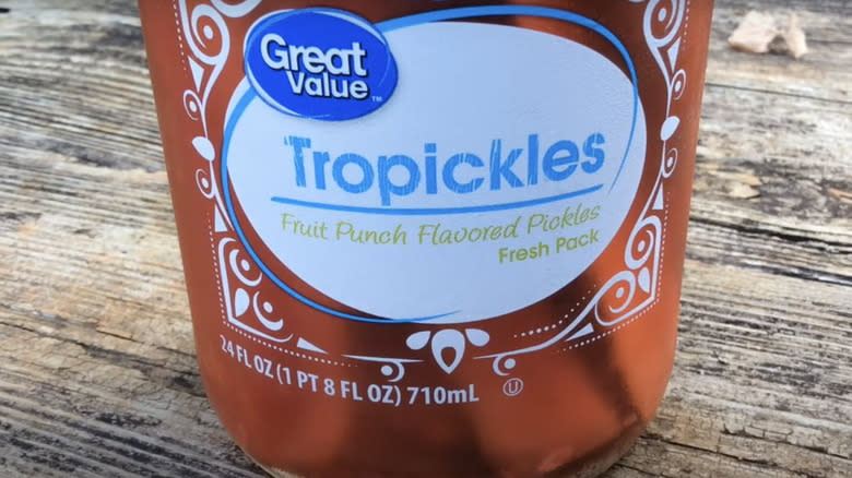 A jar of Tropickles on table