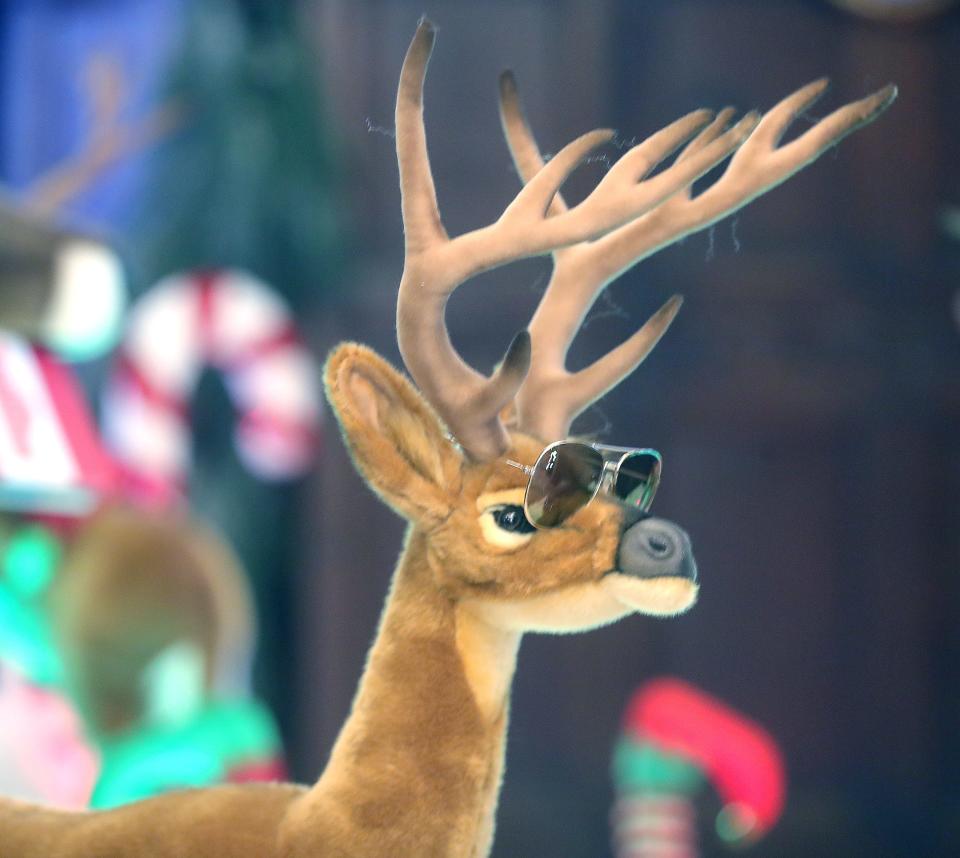 A cool reindeer is among the holiday decorations on display for Deck the Hall at Stan Hywet.