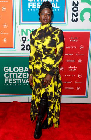 <p>Rob Kim/Getty Images</p> Danai Gurira attends Global Citizen Festival in New York City.