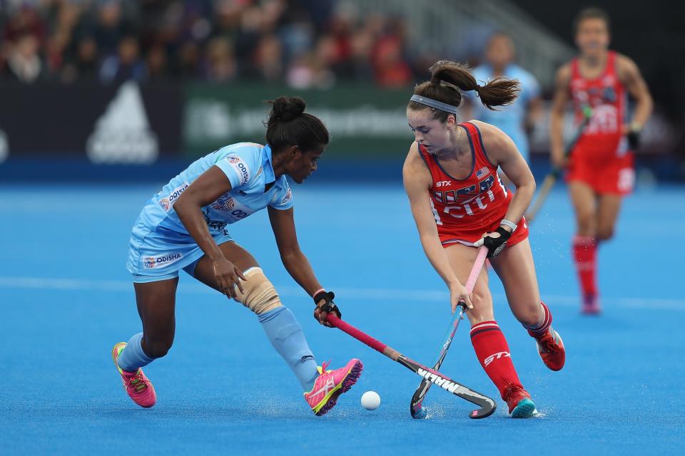 Erin Matson (right) competed for Team USA in the FIH Womens Hockey World Cup in 2018.