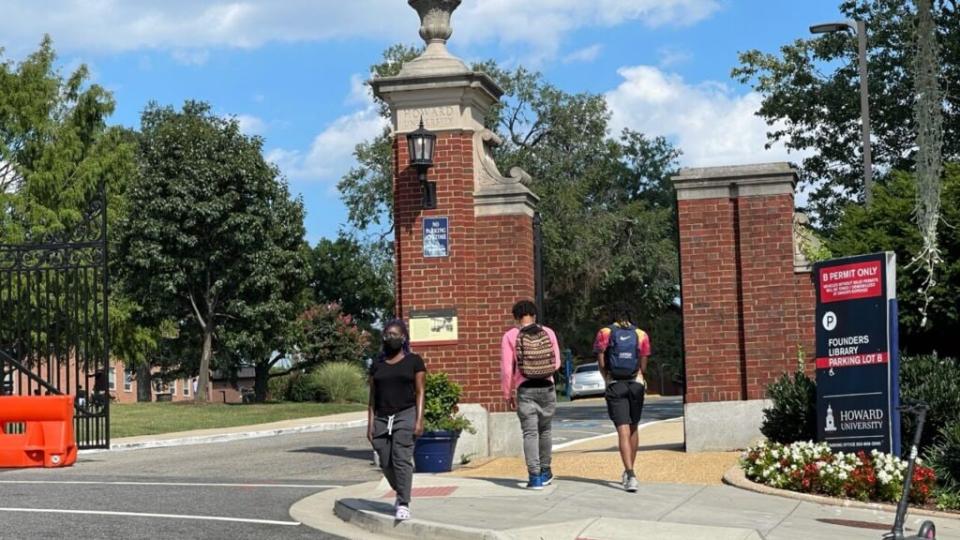 Students walking on the campus of Howard University