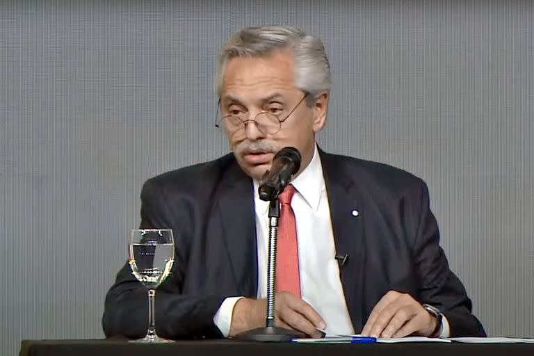 El presidente Alberto Fernández en su presentación ante la convención anual de la Cámara Argentina de la Construcción