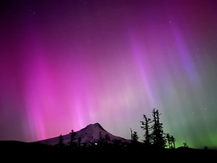 The Northern Lights from Mount Hood Meadows on May 11, 2024. (Courtesy: Randy Yost)