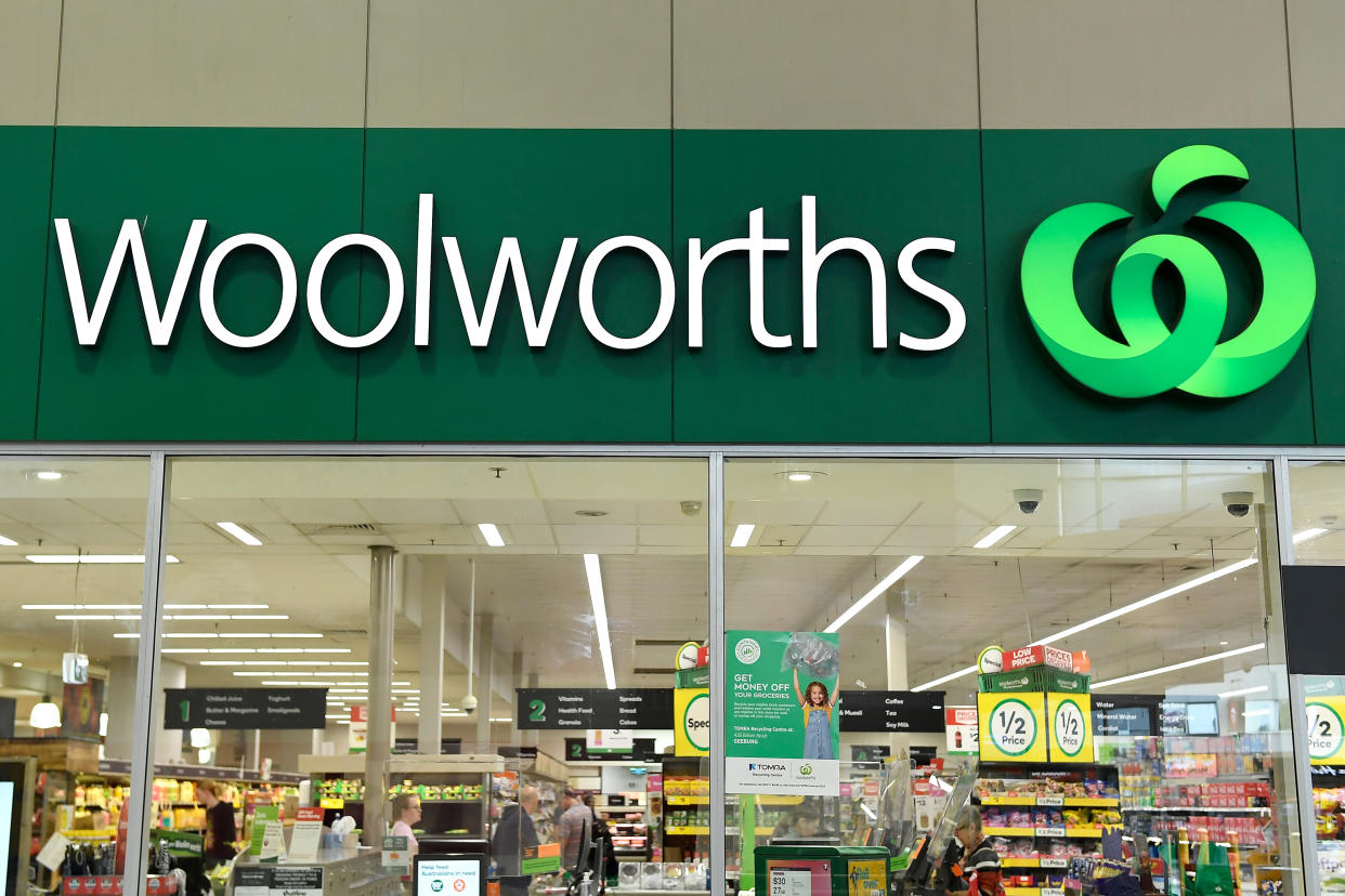 A general view is seen of a Woolworths store. 