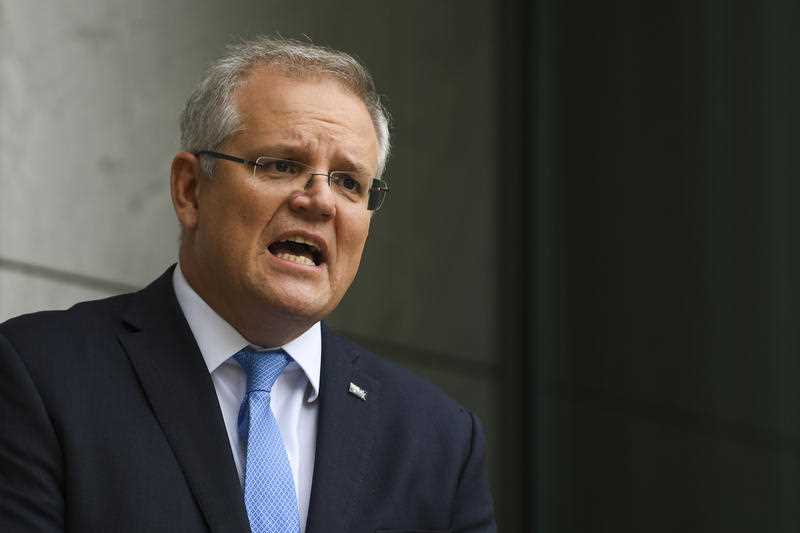 Australia's Prime Minister Scott Morrison is pictured. He has spoken to a number of world leaders, including Donald Trump, about the World Health Organisation.