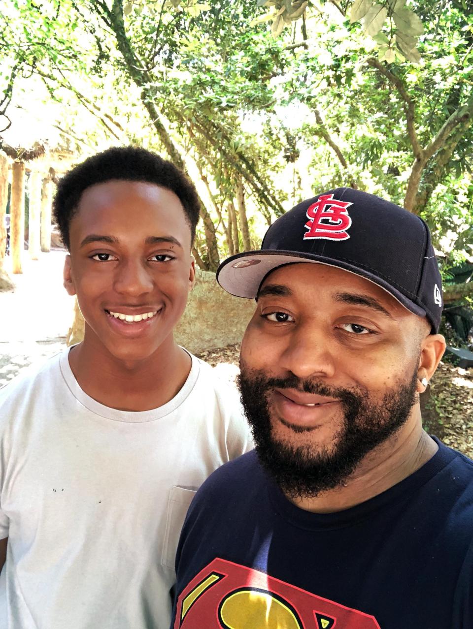 Marsiah Collins and his father Martin Edward smile for a photo. Collins died in the mass shooting in Dadeville on April 15, 2023.