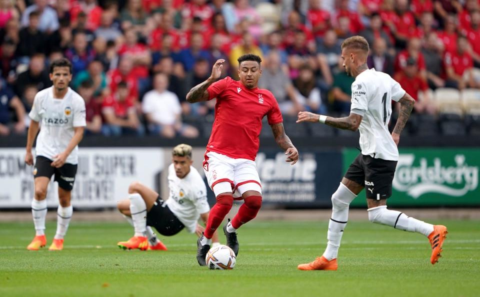 Nottingham Forest’s Jesse Lingard during the pre-season friendly against Valencia (PA)