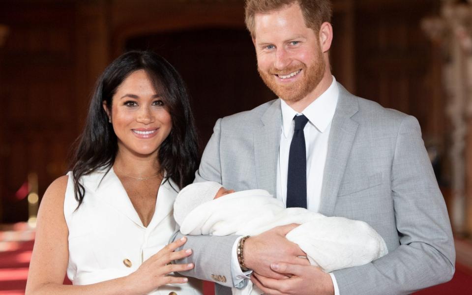 The Duke and Duchess of Sussex with their baby son Archie Harrison Mountbatten-Windsor - Dominic Lipinski/PA