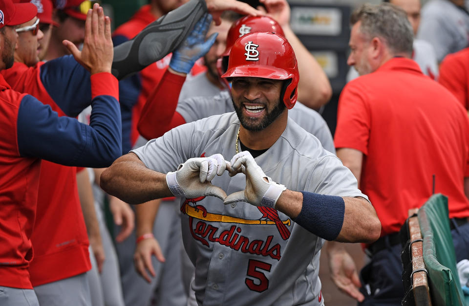 Albert Pujols已是聖路易紅雀陣中「爺爺級」選手。（Photo by Justin Berl/Getty Images）