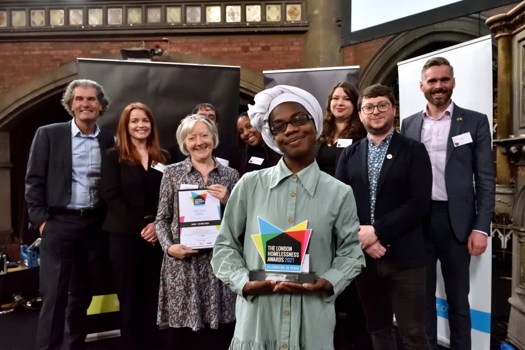 The team from The Money with their prize at the London Homelessness Awards  (London Homelessness Awards / Jo Mieszkowski )