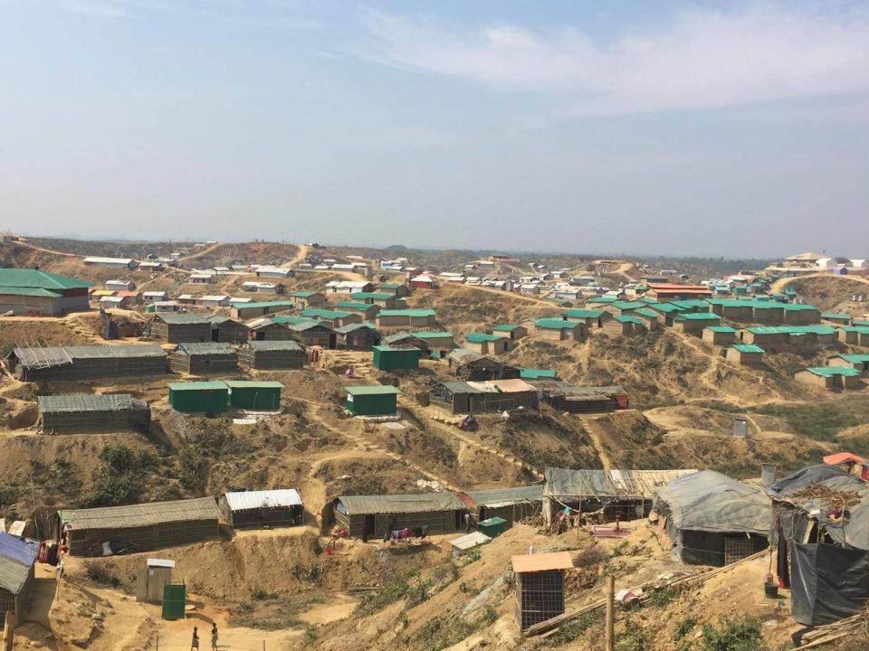 Dr Mahmood warned ‘there is an extremely high risk of mudslides’ which could wash away the flimsy bamboo and plastic shelters refugees live in (Josh Estey/ EMC)