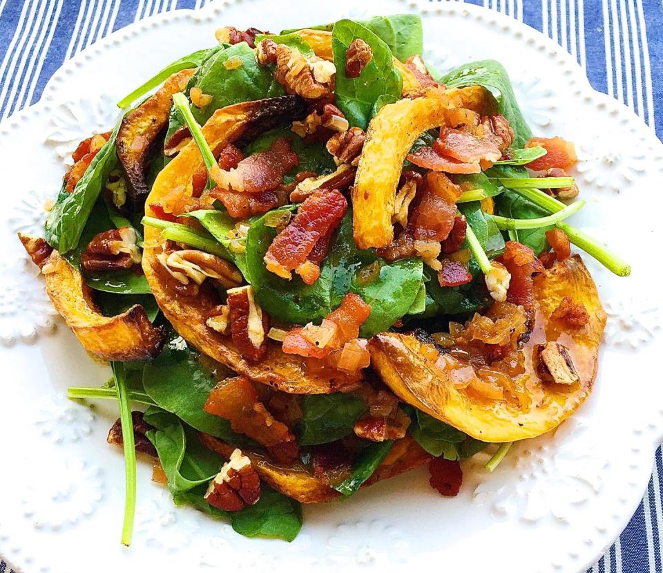 Crispy Butternut Squash Spinach Salad