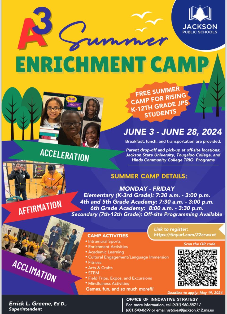 A3 Summer Enrichment Camp flyer.