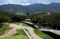 A broken roof has fallen over a passage at the Central University of Venezuela (UCV), in Caracas