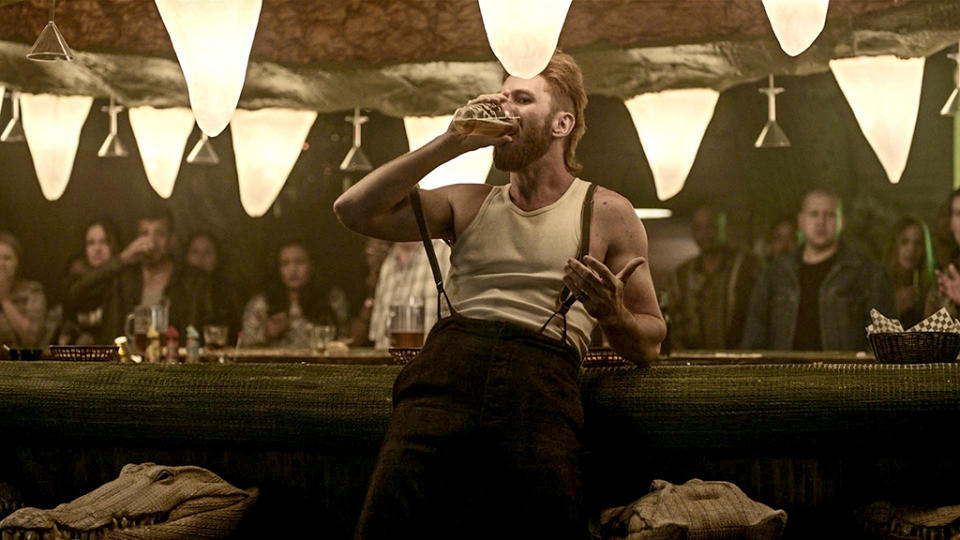 <p>Pablo Schreiber as Mad Sweeney in Starz’ <i>American Gods</i>.<br><br>(Photo: Starz) </p>