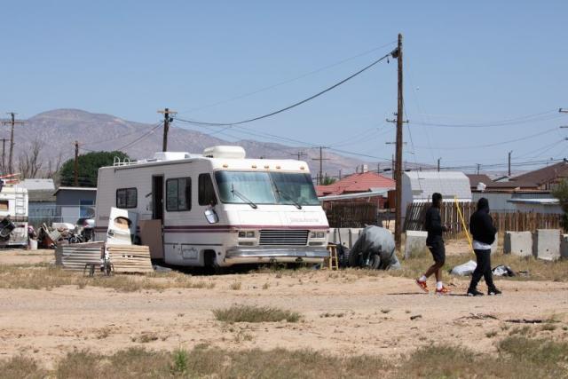 MOJAVE, CA - MAY 01: Four people were shot to death at this RV on the 1600 block of H Street in Mojave on Sunday night. The victims were identified by the Kern County coroner&#39;s office as Anna Marie Hester, 34, Darius Travon Canada, 31, and Martina Barraza, 33, all of Mojave, and California City resident Faith Leighanne Rose Asbury, 20. Photographed on Monday, May 1, 2023 in Mojave, CA. (Myung J. Chun / Los Angeles Times)