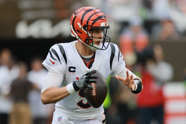 Cincinnati Bengals quarterback Joe Burrow looks to pass against the Cleveland Browns on Sunday in Cleveland. Photo by Aaron Josefczyk/UPI