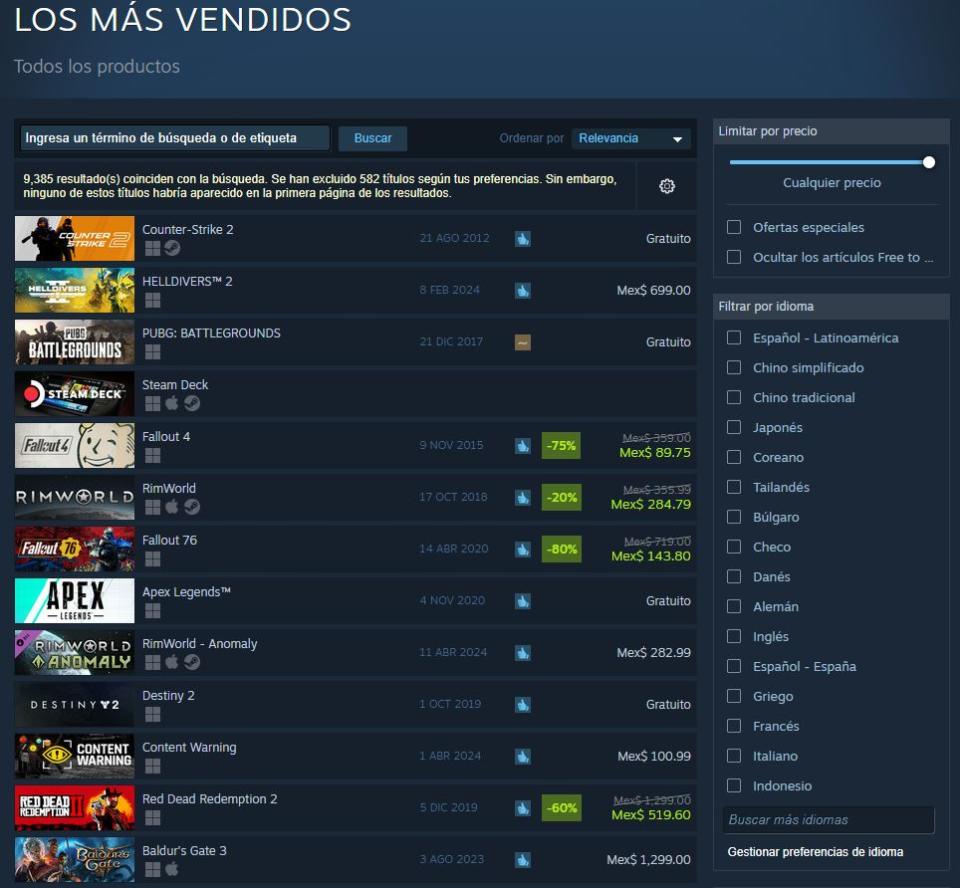 Fallout regresa a la lista de los juegos más vendidos en Steam