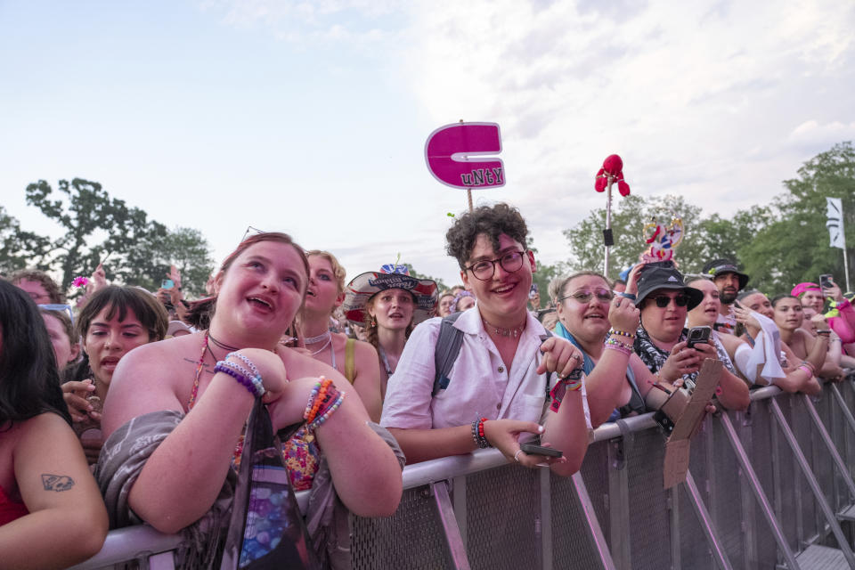 Festivalgoers attend the Bonnaroo Music & Arts Festival, Saturday, June 15, 2024, in Manchester, Tenn. (Photo by Amy Harris/Invision/AP)