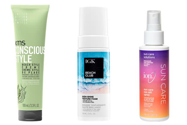 KMS ConsciousStyle Beach Style Creme; IGK Beach Club High-Shine Texture; Ion Sun Care Sea Salt Spray Foam;