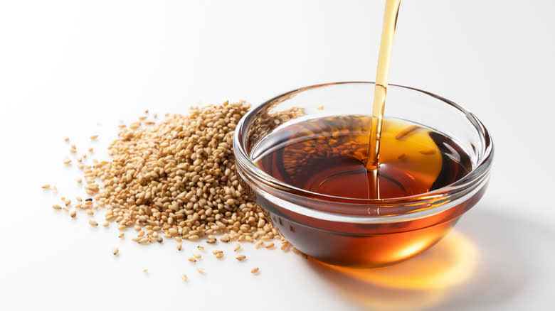 bowl of sesame oil