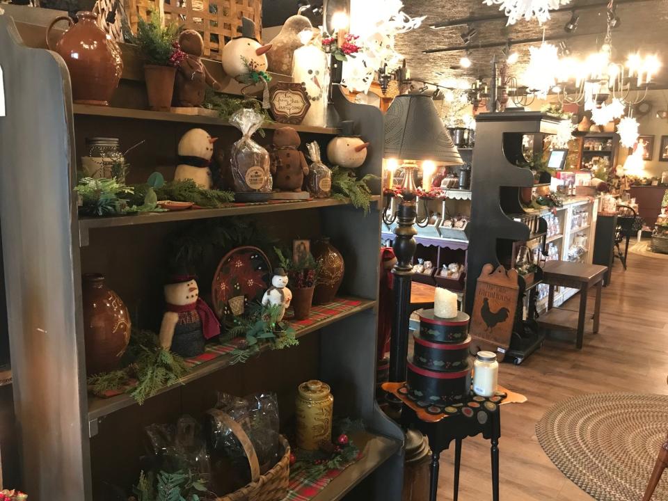 Holiday themed gifts and home decor items are on the shelves throughout Pine Cone Gift Shoppe in North Canton. The store is participating in Small Business Saturday.