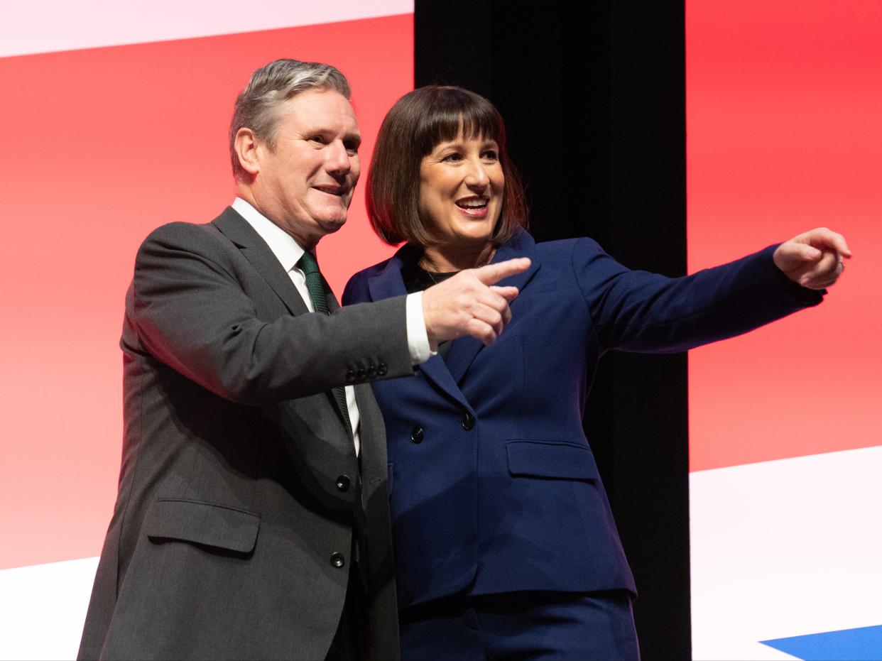 Rachel Reeves with party leader Keir Starmer on Monday (PA)