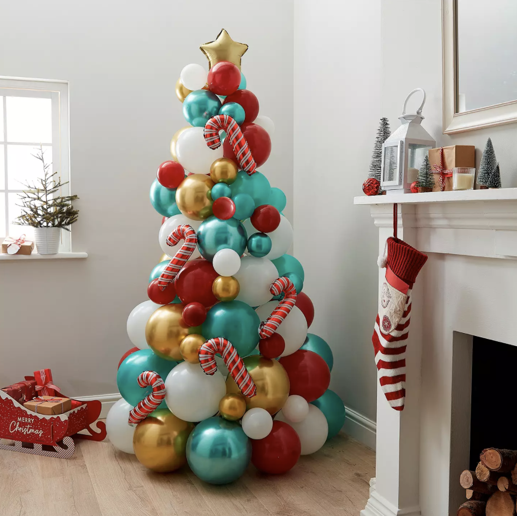 The balloon Christmas tree is made up of 108 balloons. (John Lewis & Partners)