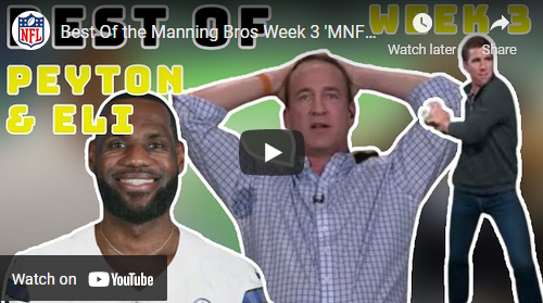 WATCH: Best of Peyton and Eli Manning on 'MNF' in Week 3