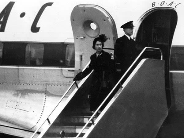 Coming home: Queen Elizabeth II arriving at London Heathrow in 1952 (Heathrow Airport)
