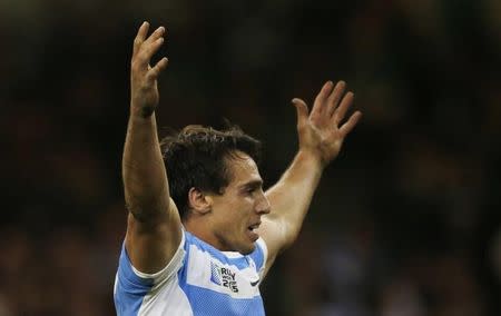 Rugby Union - Ireland v Argentina - IRB Rugby World Cup 2015 Quarter Final - Millennium Stadium, Cardiff, Wales - 18/10/15 Argentina's Juan Imhoff celebrates scoring their fourth try Action Images via Reuters / Andrew Boyers Livepic