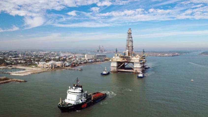 A drilling platform in the Gulf of Mexico.