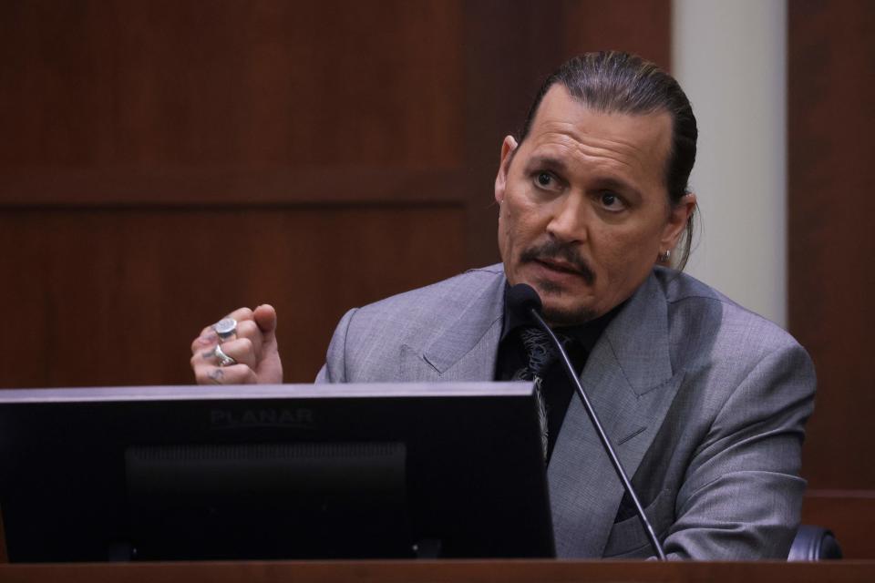 Johnny Depp at the Fairfax County Circuit Courthouse on April 20, 2022.