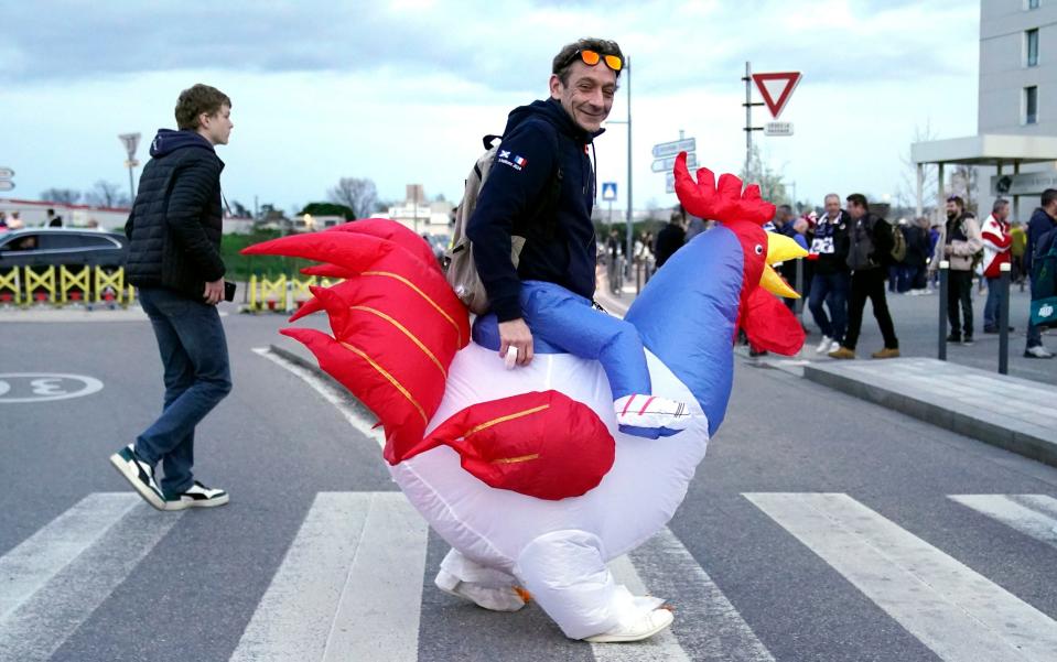 A France fan in fancy dress - magnifique!