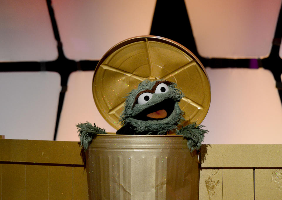 BEVERLY HILLS, CA - JUNE 23:  Oscar the Grouch speaks onstage during The 39th Annual Daytime Emmy Awards broadcasted on HLN held at The Beverly Hilton Hotel on June 23, 2012 in Beverly Hills, California. (Photo by Michael Buckner/WireImage) 22542_004_0818.JPG 