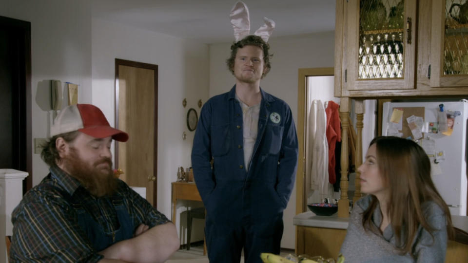 K. Trevor Wilson, Nathan Dales, and Michelle Mylett on Letterkenny