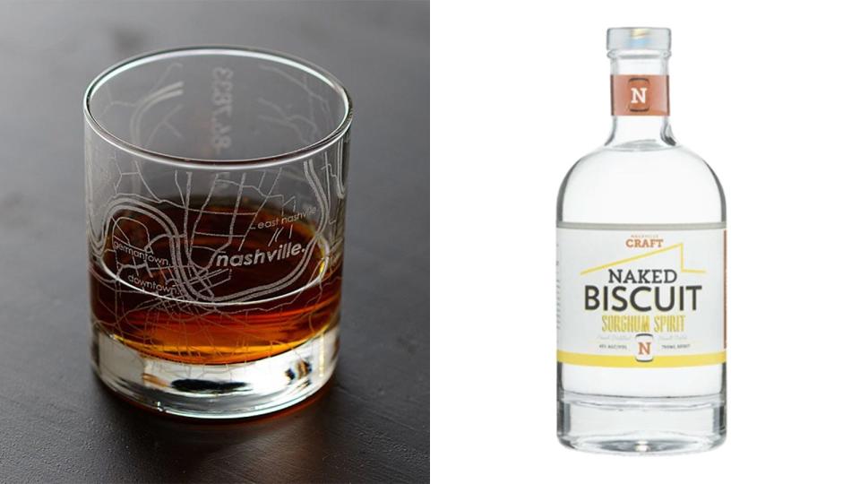 The Tennessean / Reviewed 2019 gift guide: Nashville Craft Naked Biscuit Sorghum Spirits and Urban Map Glass