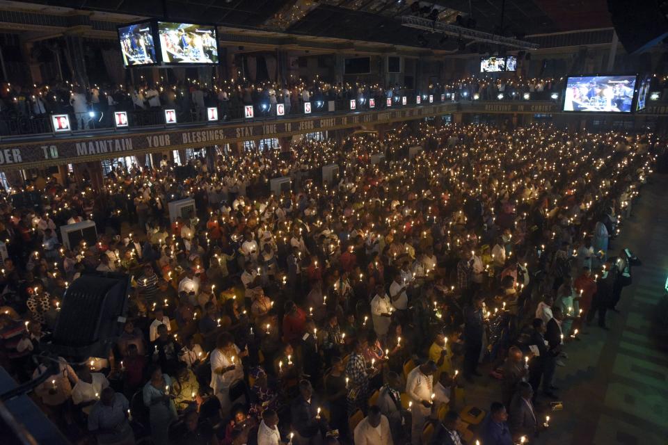 Vista de una de las multitudinarias celebraciones religiosas presididas por el fallecido TB Joshua