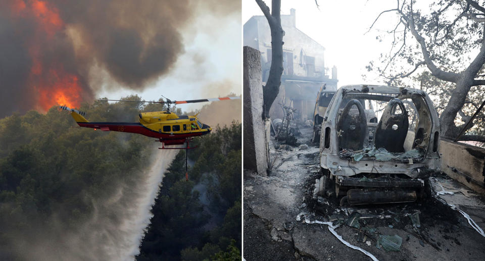 Homes and cars destroyed as huge wildfires tear through south of France