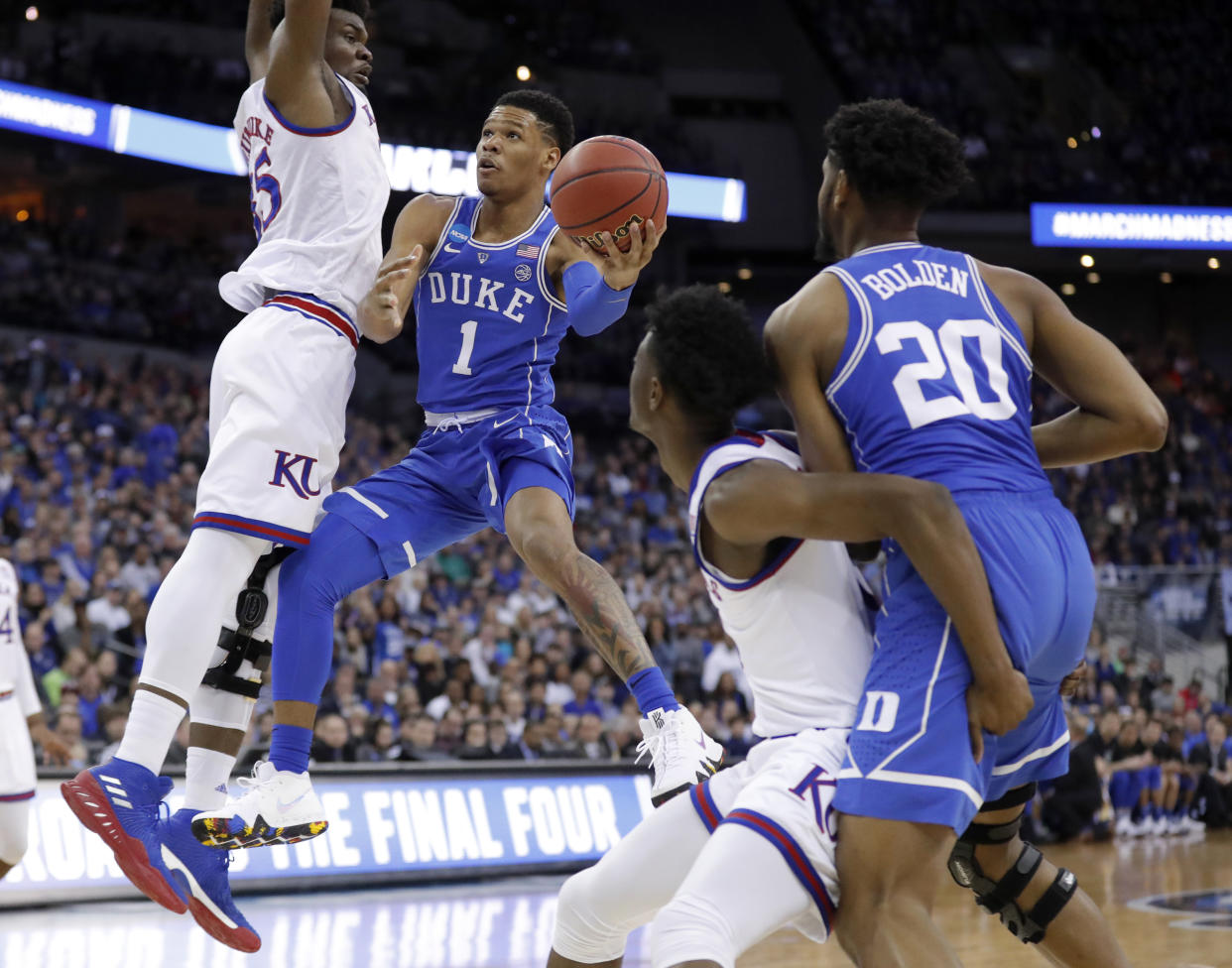 Duke’s Trevon Duval (1) announced that he will declare for the NBA draft on Wednesday. (AP)