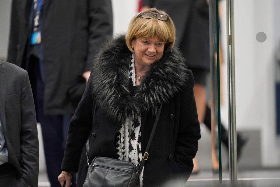 Chair of Covid-19 Inquiry Baroness Heather Carol Hallett leaves Dorland House in London after former prime minister Boris Johnson gave evidence (PA)