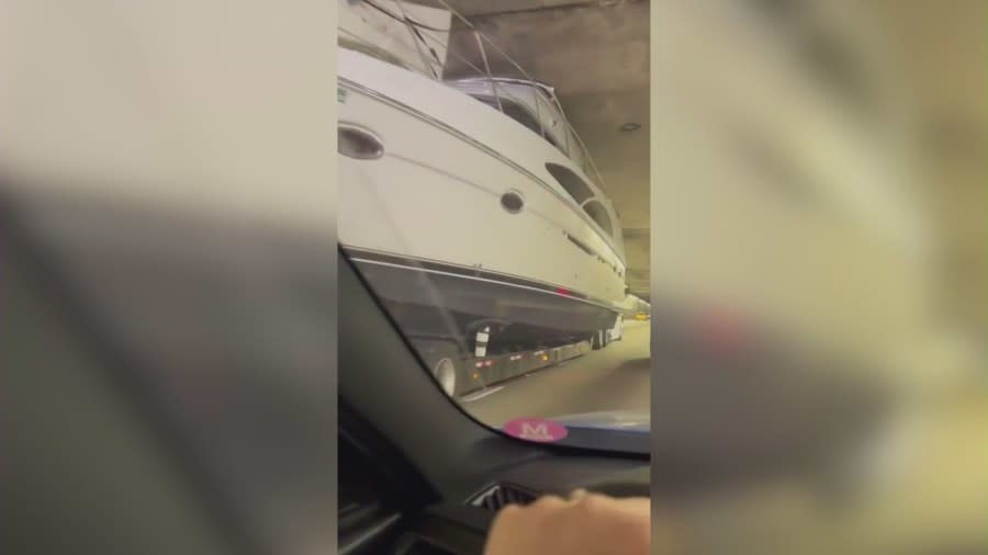 A large boat got stuck in a tunnel near LAX on Friday, July 5, 2024.