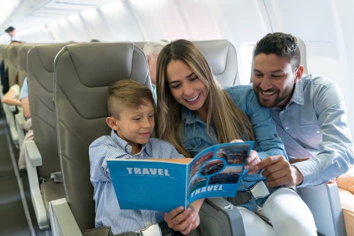 Passengers on a flight. 