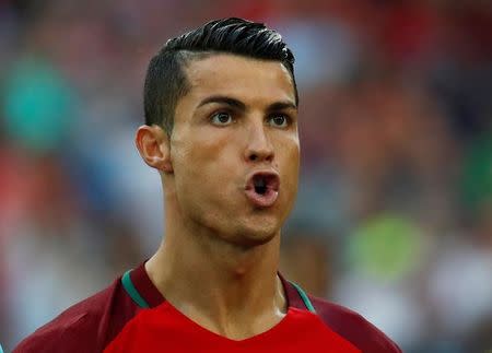 Football Soccer - Poland v Portugal - EURO 2016 - Quarter Final - Stade Velodrome, Marseille, France - 30/6/16. Portugal's Cristiano Ronaldo during the national anthems before the gameREUTERS/Kai Pfaffenbach/Livepic