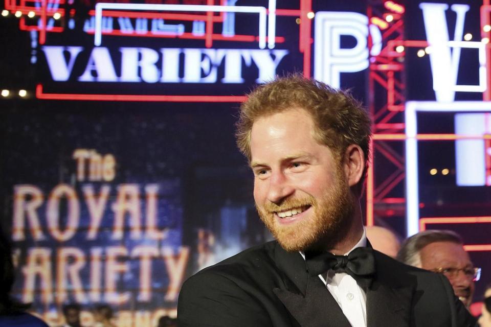 Prince Harry on stage after the Royal Variety Performance at the Albert Hall in London (PA Archive/PA Images)