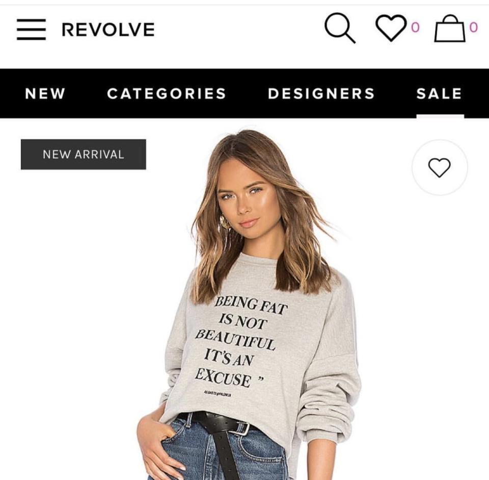 Revolve Sells Fatphobic Sweatshirt