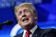 Former President Donald Trump speaks on a variety of topics to supporters at a Turning Point Action gathering, Saturday, July 24, 2021, in Phoenix. (AP Photo/Ross D. Franklin)